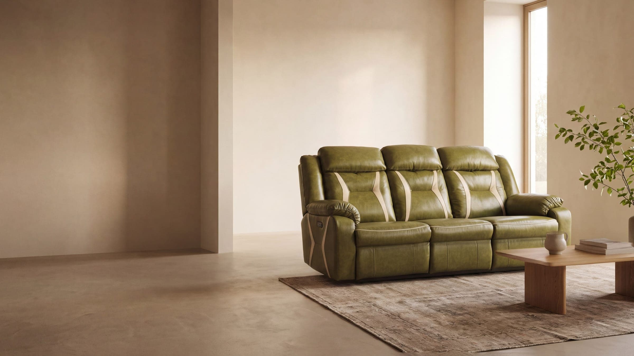 The Cypress three-seater in a bright living room