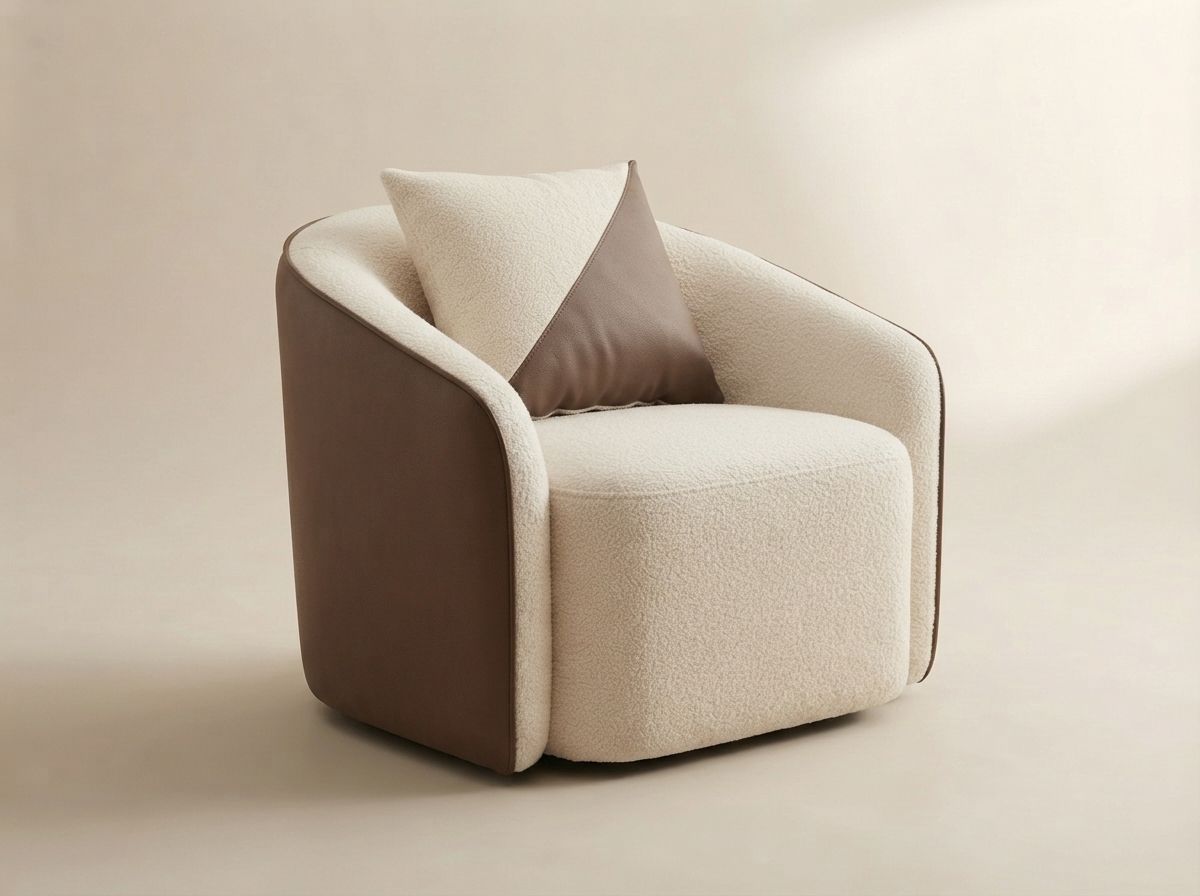Cove Tub Chair photographed from three-quarters on