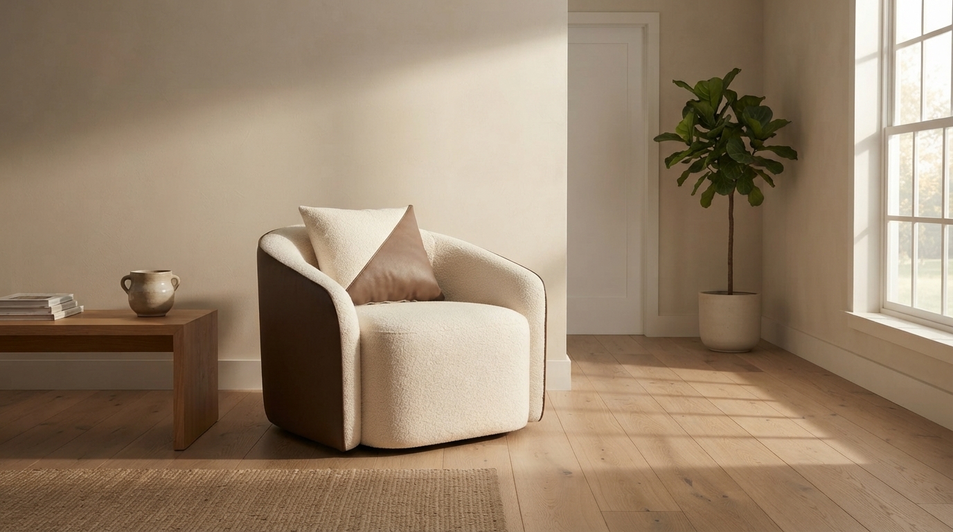 Cove Tub Chair photographed in a whole room, showing its scale