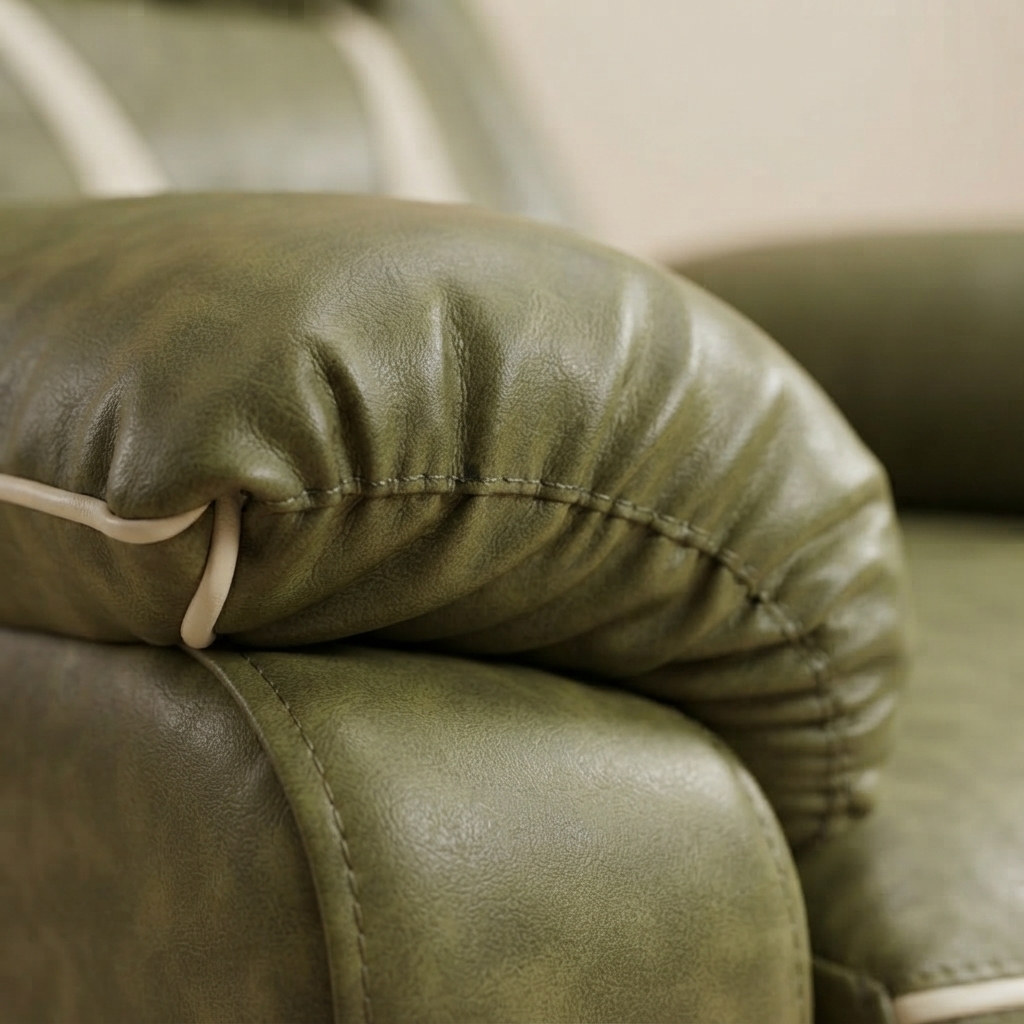 A close photograph of the joinery on Cypress Recliner — Single