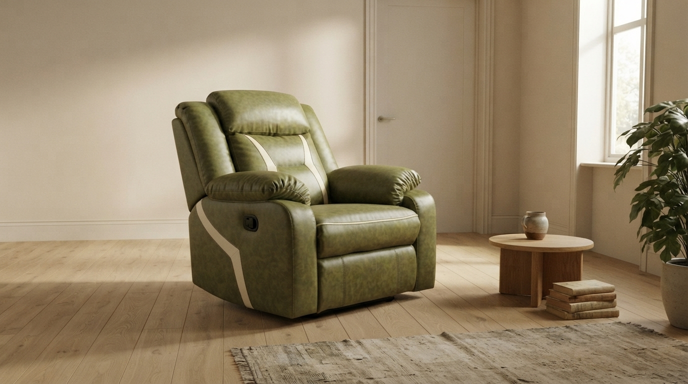 Cypress Recliner — Single photographed in a whole room, showing its scale