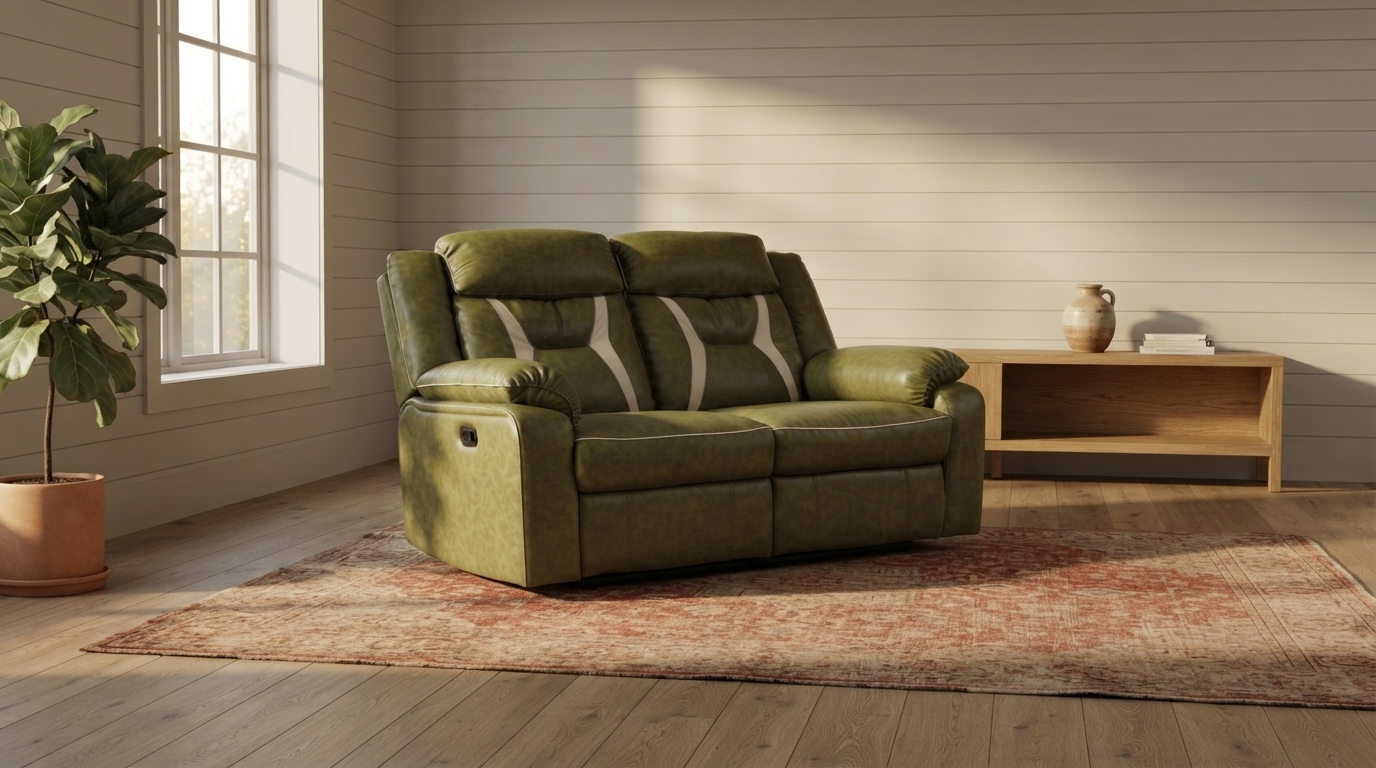 Cypress Recliner — Two Seater photographed in a whole room, showing its scale