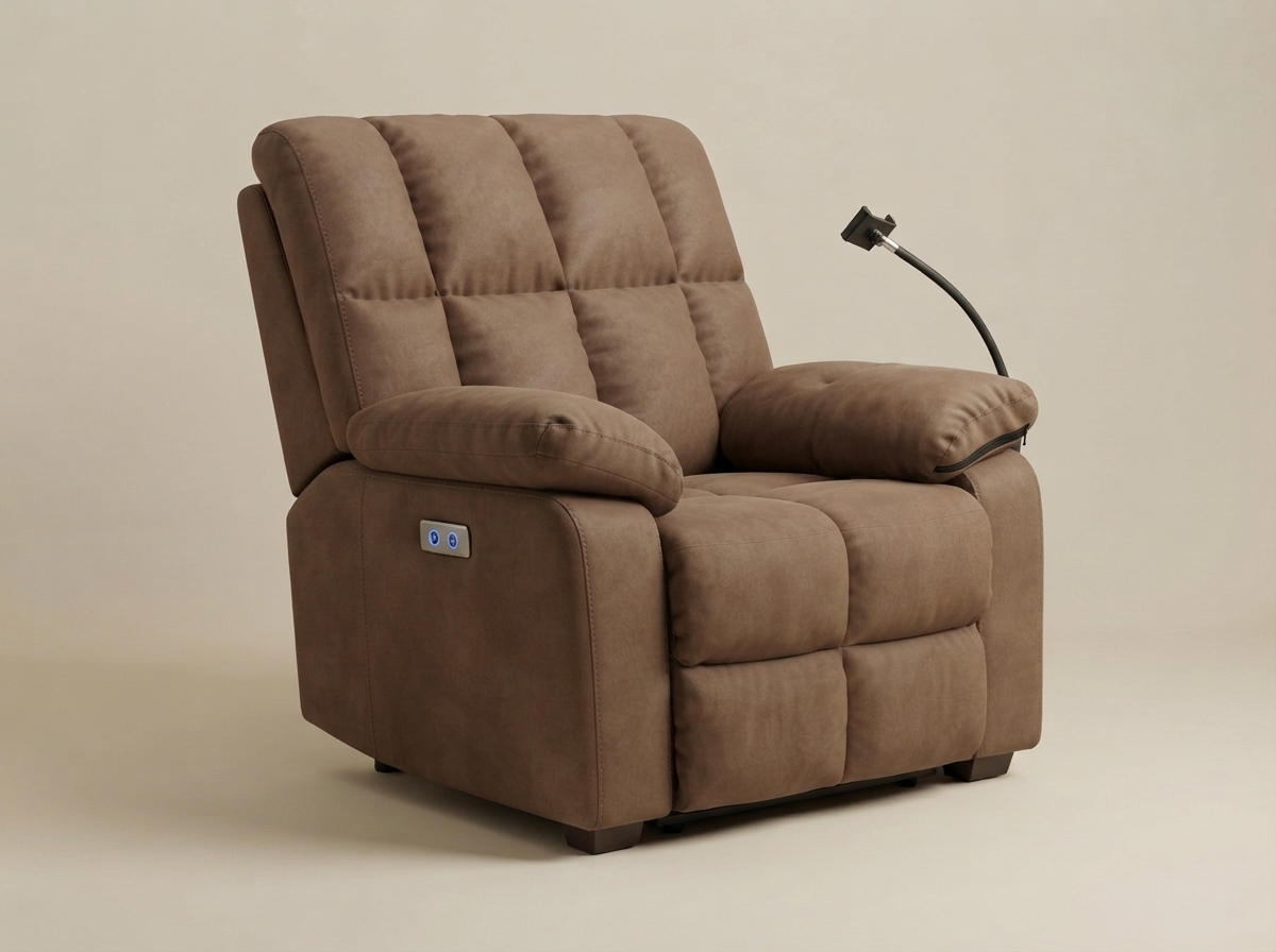 Halcyon Lift Recliner photographed from three-quarters on