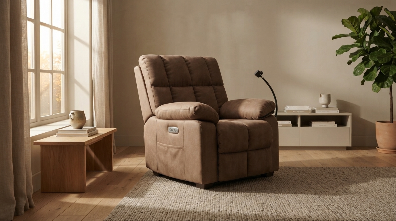 Halcyon Lift Recliner photographed in a whole room, showing its scale