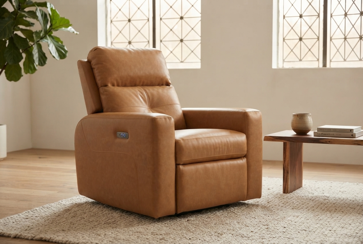 Leather Power Recliner photographed in a room