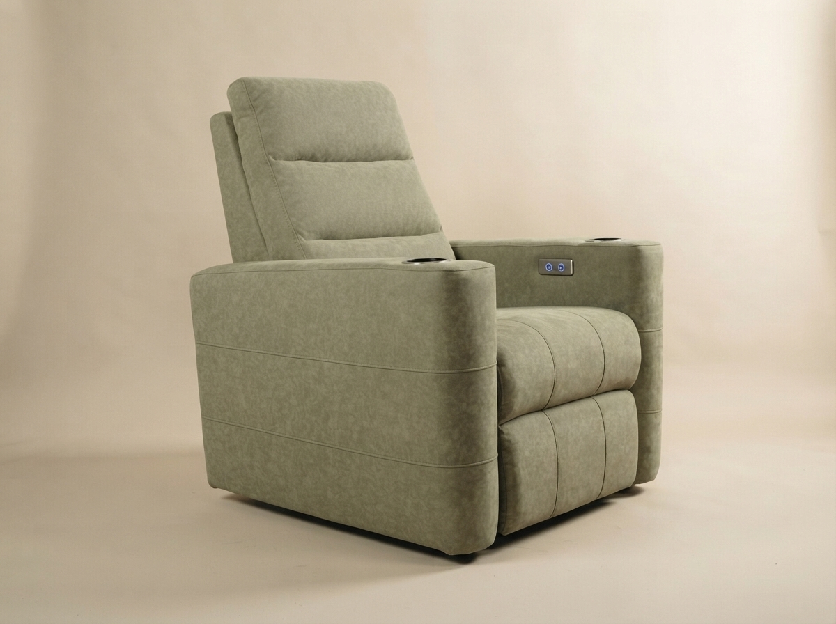 Linden Cinema Recliner photographed from three-quarters on