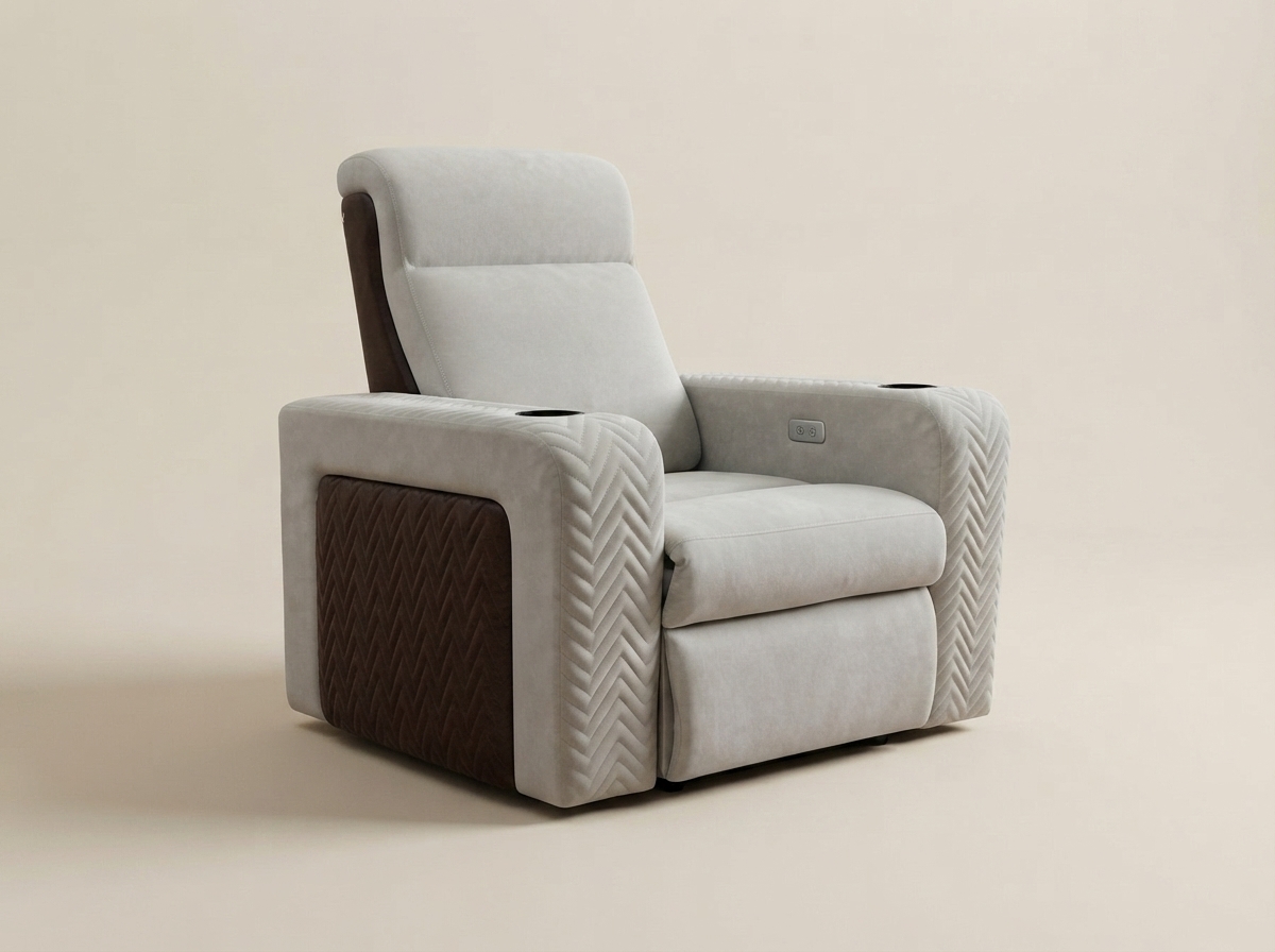 Marquis Cinema Recliner photographed from three-quarters on