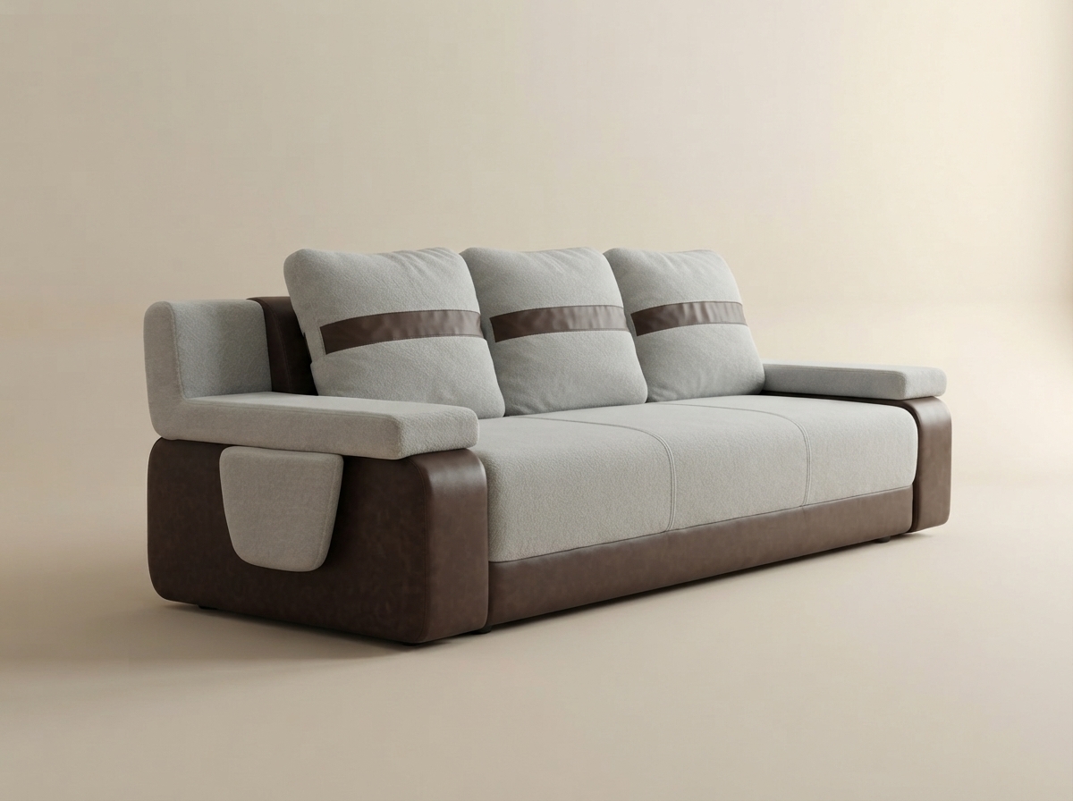 Strand Three-Seat Sofa photographed from three-quarters on