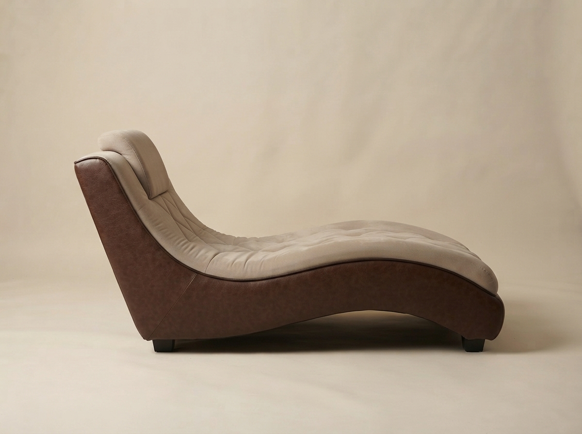 The side profile of Suede Chaise Lounger