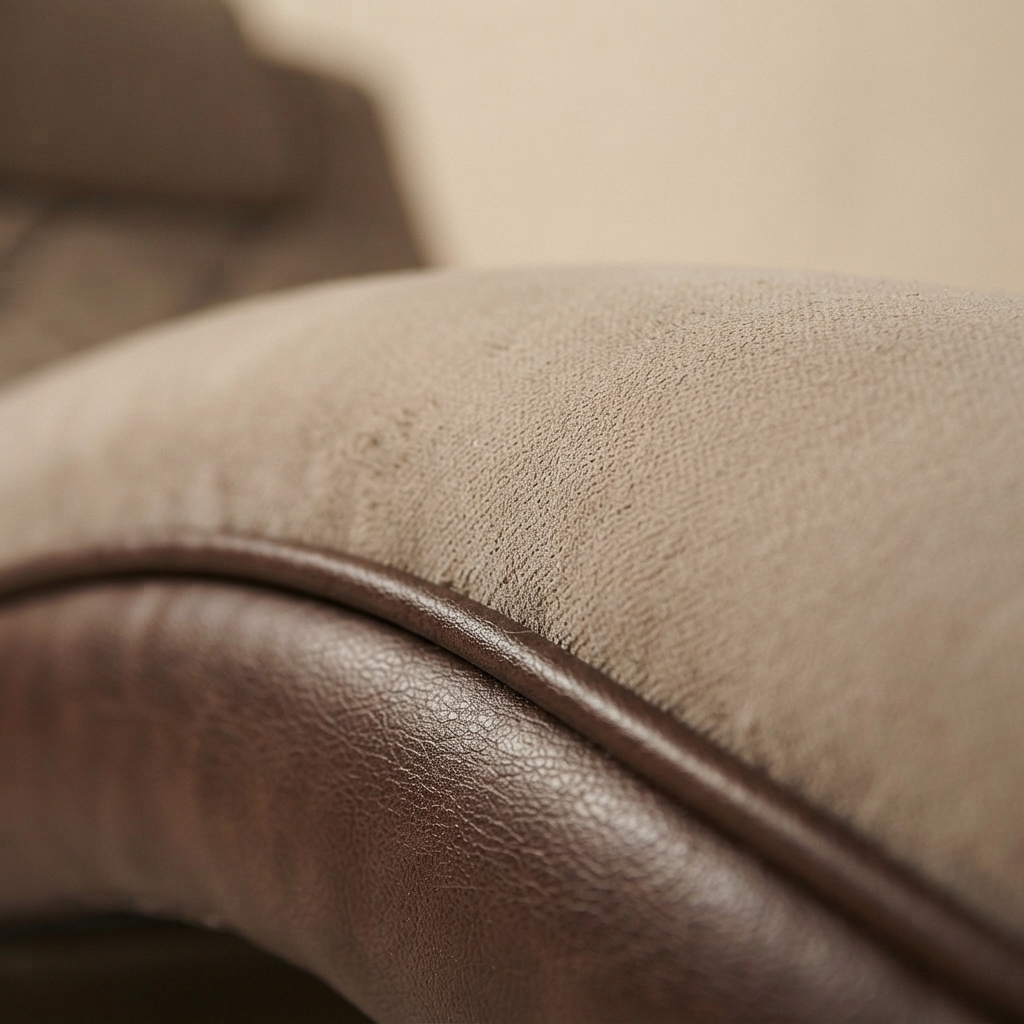 A close photograph of Taupe microfiber suede, the material Suede Chaise Lounger is built in