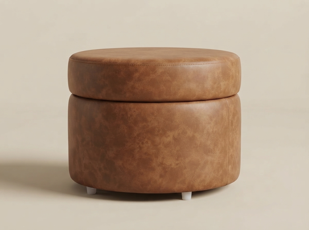 The side profile of Tambour Storage Ottoman