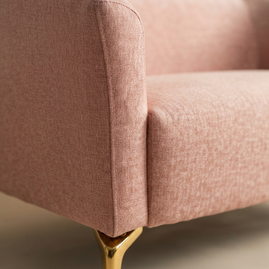 A close photograph of the joinery on Textured Loveseat