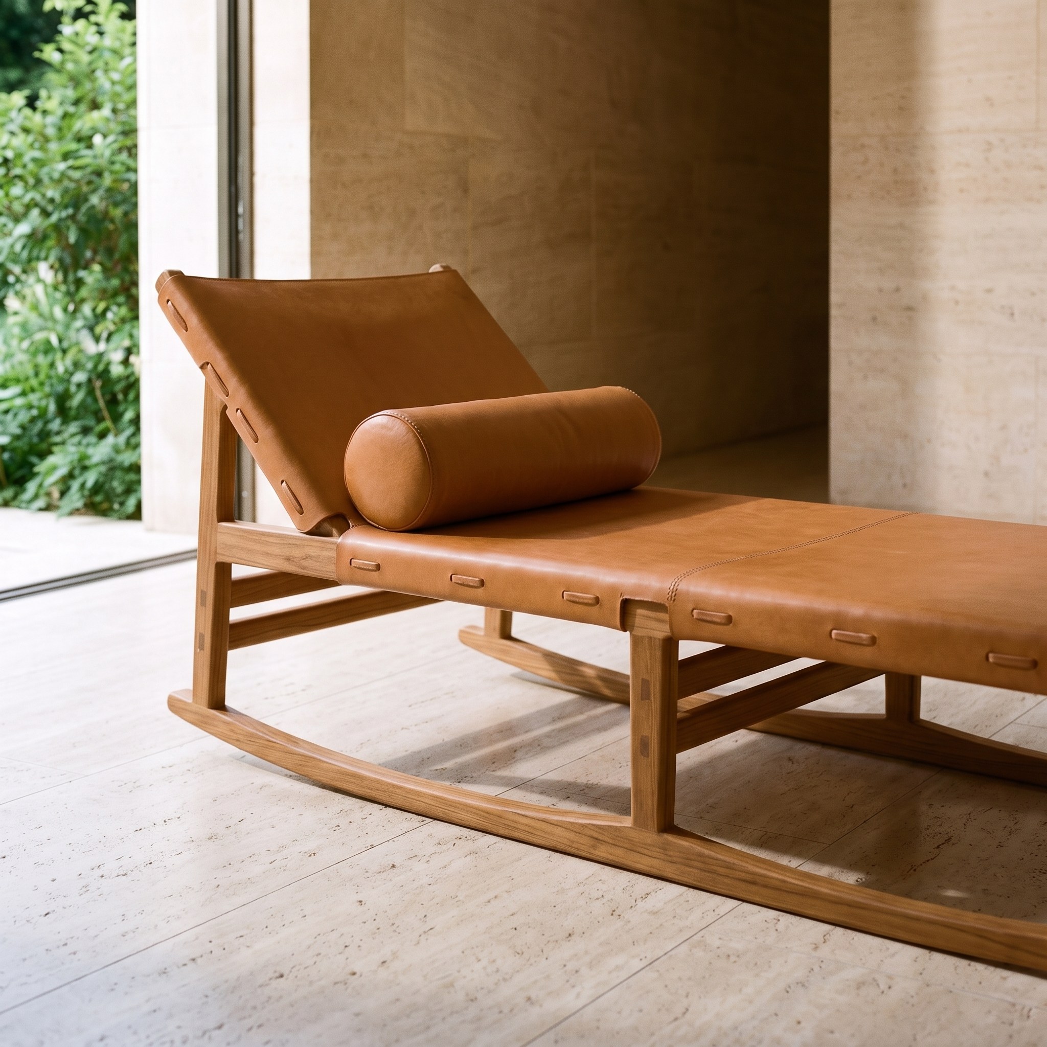 Saddle Leather Chaise — Saddle vegetable-tanned leather