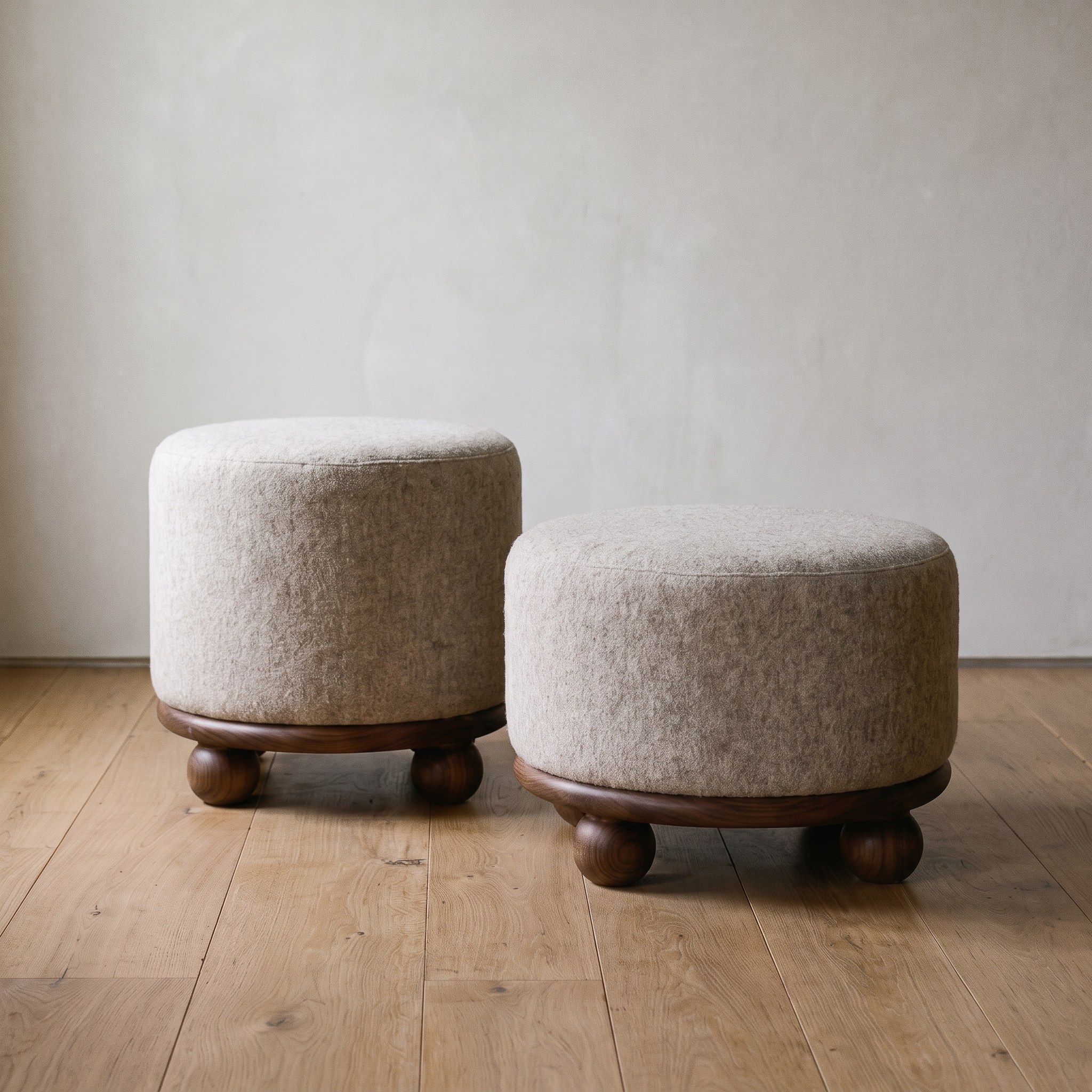 Alpaca Drum Ottoman — Undyed alpaca wool