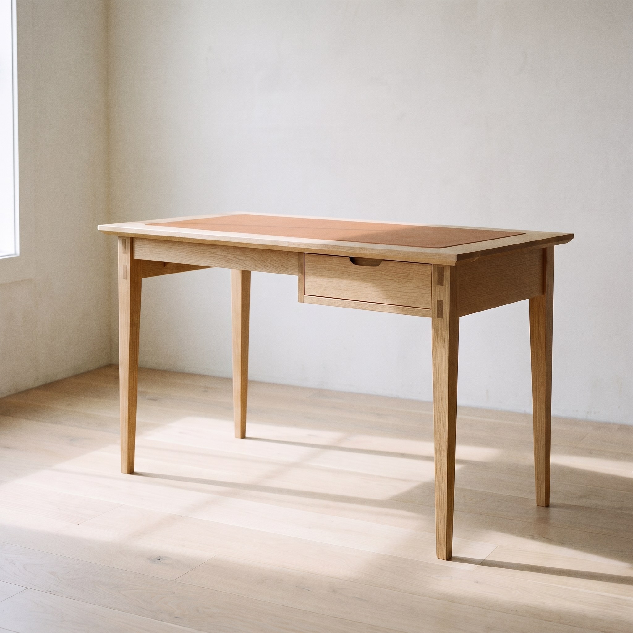 Leather-Inlay Writing Desk — Saddle leather inlay